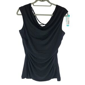 Fortune Ivy Top Black Lydia Cowl Neck Back Detail Tank Women's Size Medium